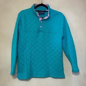 Lauren James Co women's S teal quilted snap front preppy lightweight jacket EUC